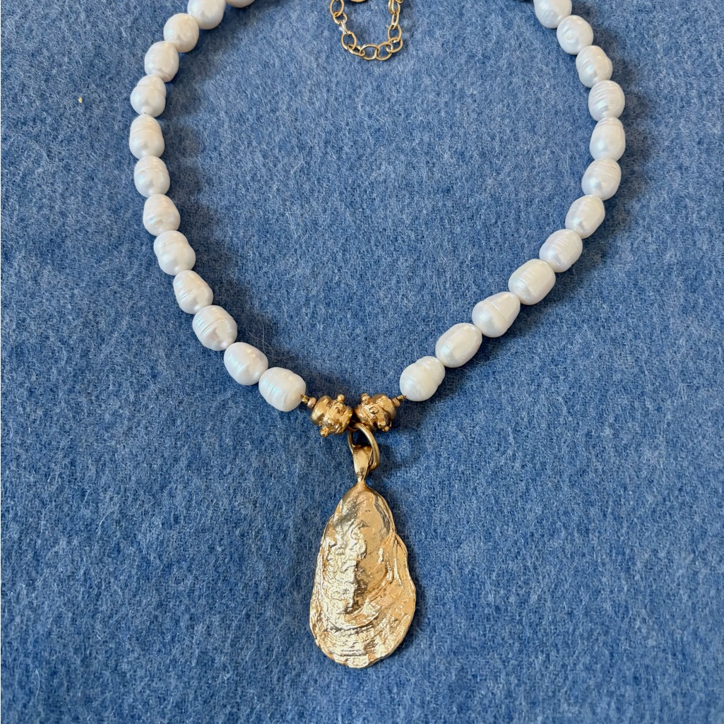 Susan Shaw Pearl Necklace With Oyster Drop Pendant